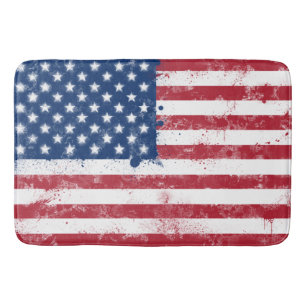 Splatter Painted USA Flag Bath Mat