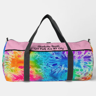 Splatter Rainbow Tie Dye monogram personalized Duffle Bag