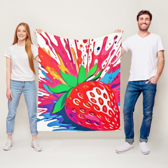 Splatter Strawberry Splash Fleece Blanket (In Situ)