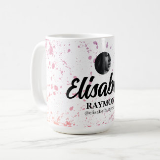 Splatter Watercolor Photo and Name Coffee Mug