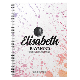 Splatter Watercolor Photo and Name  Notebook
