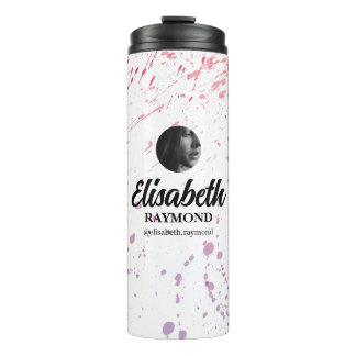 Splatter Watercolor Photo and Name Thermal Tumbler