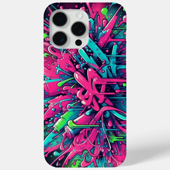 Splattered Chaos: neon paint splatters Case-Mate iPhone Case (Back)