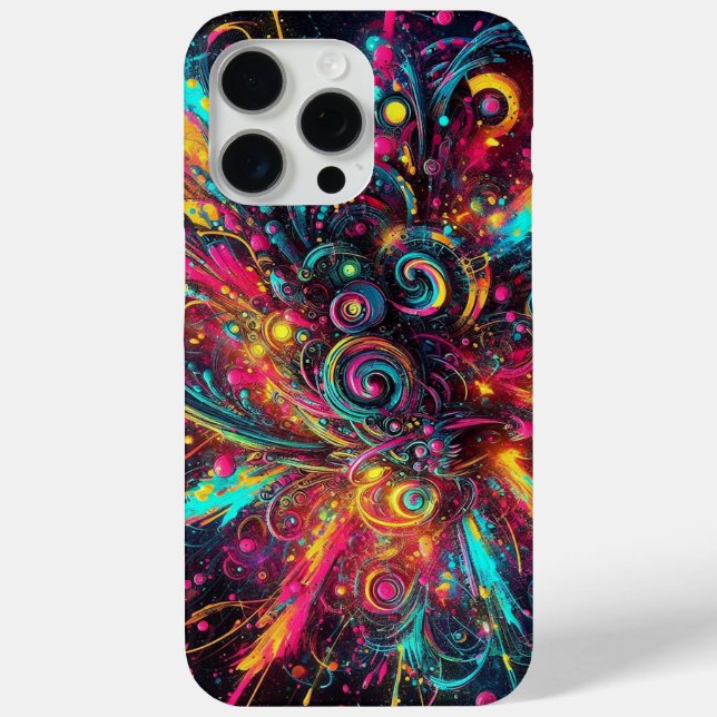 Splattered Chaos: neon paint splatters Case-Mate iPhone Case (Back)