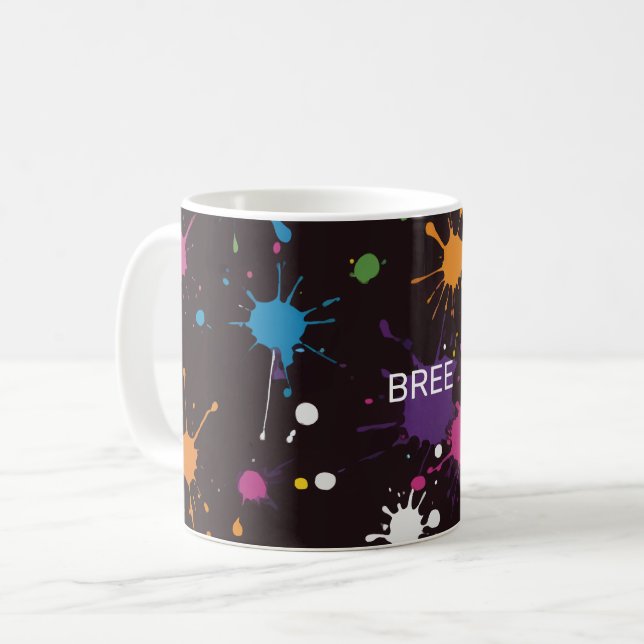 Splattered Multicolor Ink Coffee Mug (Front Left)