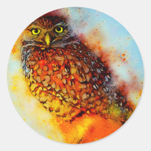 Splattered owl  classic round sticker