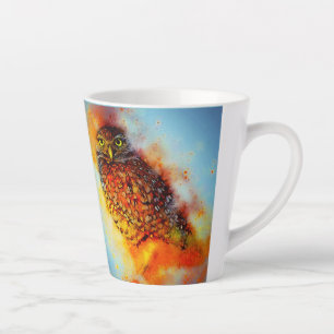 Splattered owl latte mug