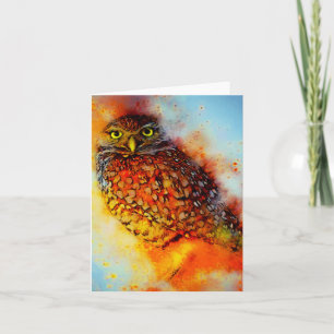 Splattered owl note card