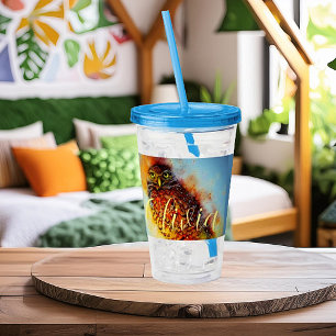 Splattered owl personalized acrylic tumbler