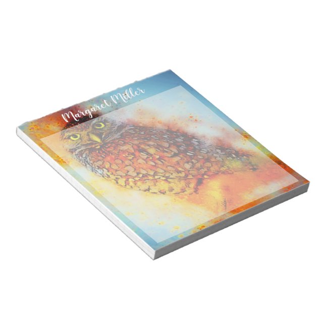 Splattered Owl personalized Notepad (Angled)