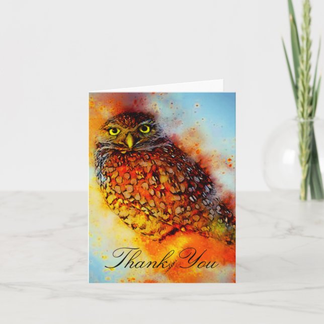 Splattered owl  thank you card (Front)