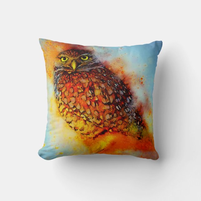 Splattered owl  throw pillow (Front)