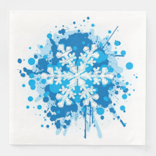 Splattered Paint Christmas Snowflake Design Napkin