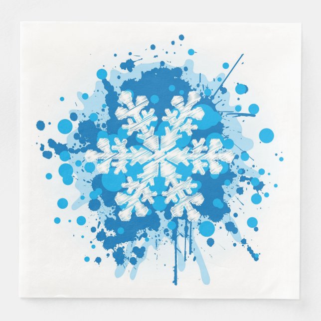 Splattered Paint Christmas Snowflake Design Napkin (Front)