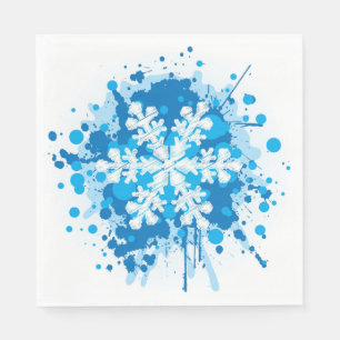 Splattered Paint Christmas Snowflake Design Napkin