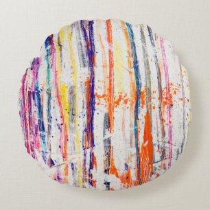 Splattered paint on white backgroundpaint,art,fine round pillow