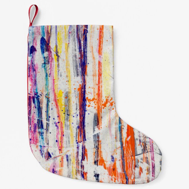 Splattered paint on white backgroundpaint,art,fine small christmas stocking (Front)