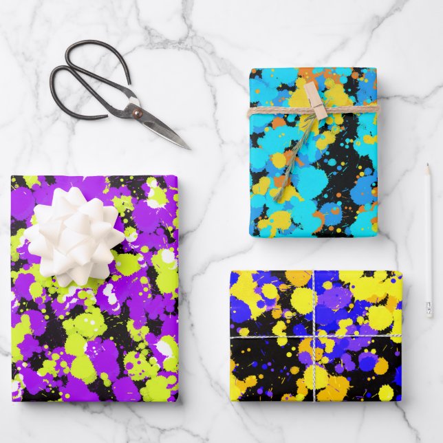 Splattered Paint  Wrapping Paper Sheet (Front)