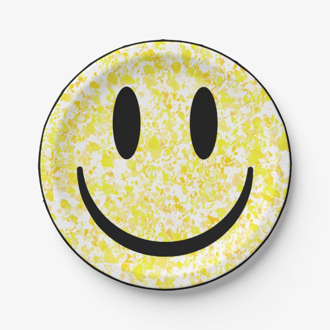 Splattered Smile Face Paper Plate (Front)