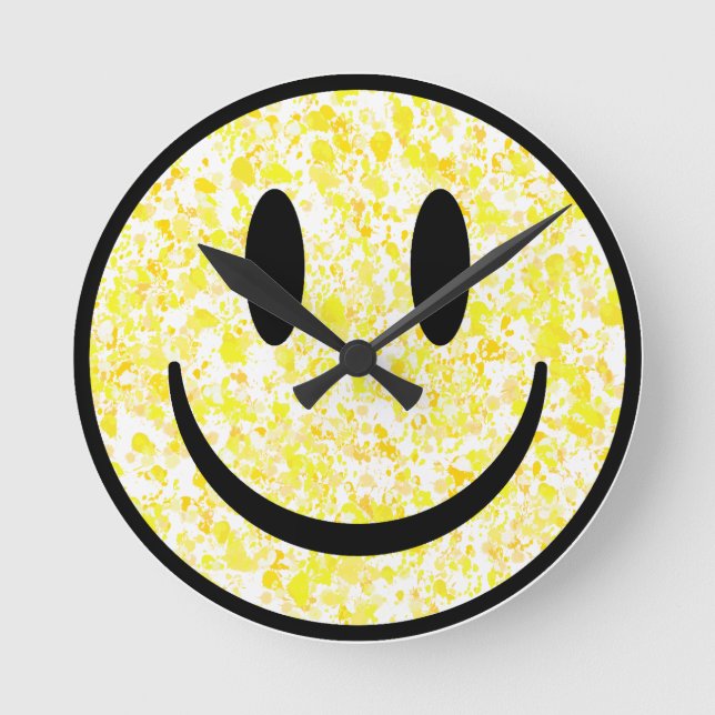 Splattered Smile Face Round Clock (Front)