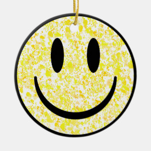 Splattered Smiley Face Ceramic Ornament