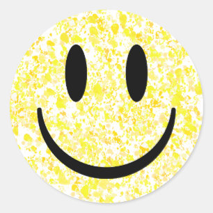 Splattered Smiley Face Classic Round Sticker