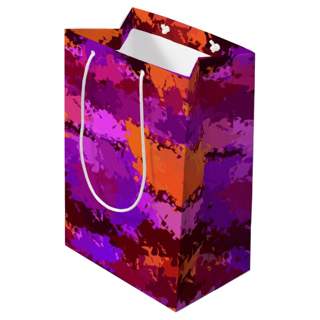 Splatters of Purple and Orange  Medium Gift Bag (Back Angled)