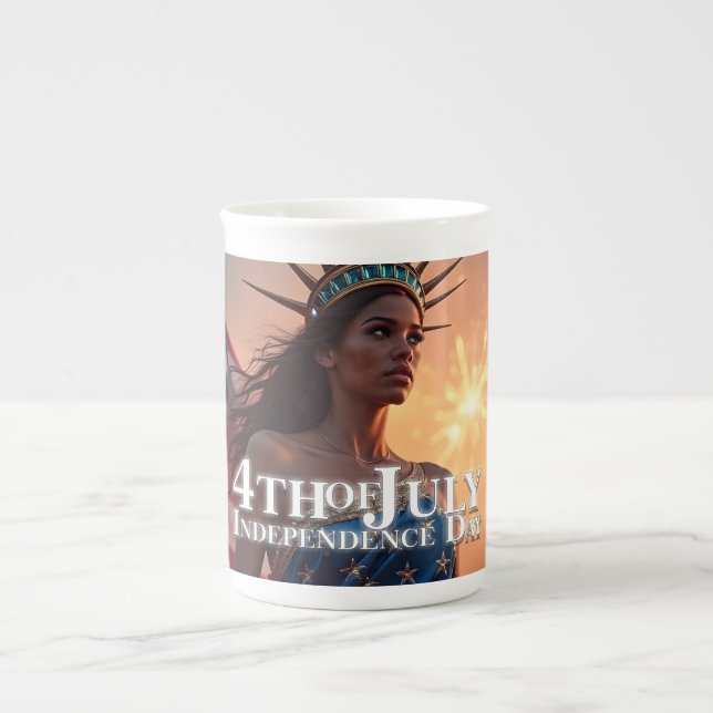 Splendid 4th of July Design - Fireworks & Freedom Bone China Mug (Front)