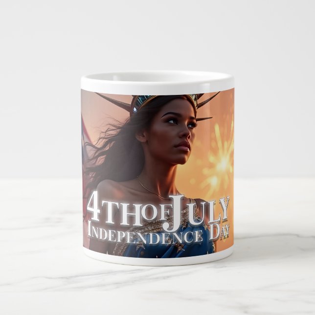 Splendid 4th of July Design - Fireworks & Freedom Large Coffee Mug (Front)