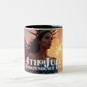 Splendid 4th of July Design - Fireworks & Freedom Two-Tone Coffee Mug