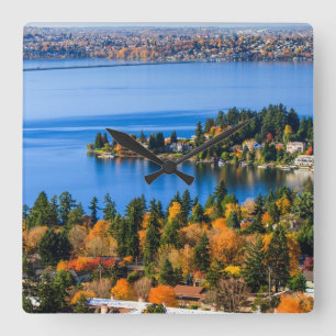 Splendid colours of fall at Bellevue Square Wall Clock