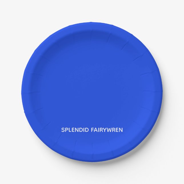 Splendid Fairywren Blue Color Name Paper Plate (Front)