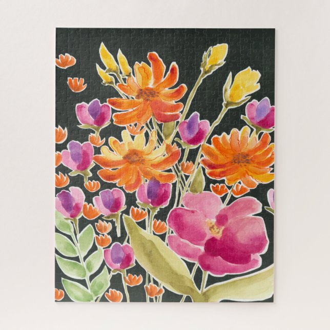 Splendid Gathering - Pink and Orange Flowers Jigsaw Puzzle (Vertical)