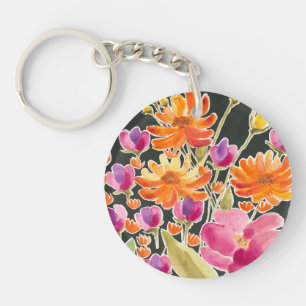 Splendid Gathering - Pink and Orange Flowers Keychain