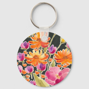 Splendid Gathering - Pink and Orange Flowers Keychain