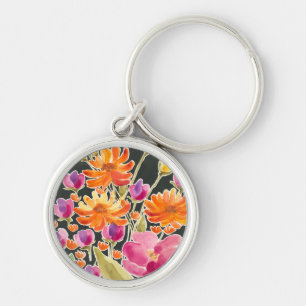Splendid Gathering - Pink and Orange Flowers Keychain