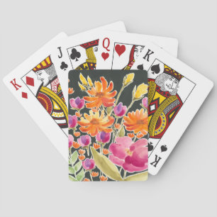 Splendid Gathering - Pink and Orange Flowers Playing Cards