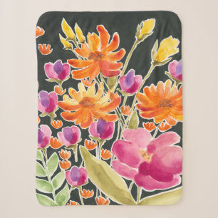 Splendid Gathering - Pink and Orange Flowers Sherpa Blanket