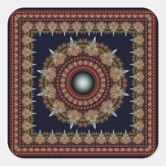 Splendid glowing fractal ornament square sticker (Front)