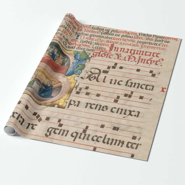 Splendid Medieval Music Manuscript Wrapping Paper (Unrolled)