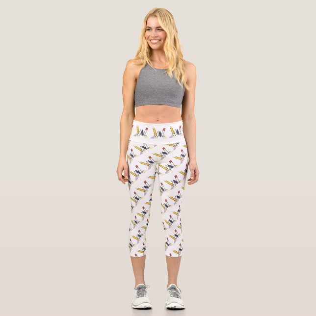 Splendid Neoplasticism Art Monogram. Letter W Capri Leggings (Front)