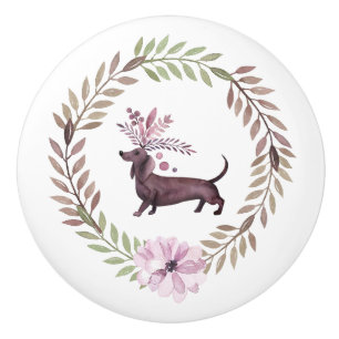 Splendid Purple Dachshund Round Knob