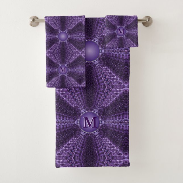 Splendid Purple Gem Custom Monogram Bath Towel Set (Insitu)