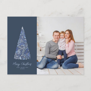 Splendid Spruce Tree Blue Christmas/Holiday photo Postcard