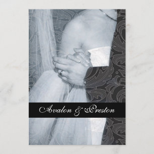 Splendid Vellum Scroll Damask Ribbon Invitation