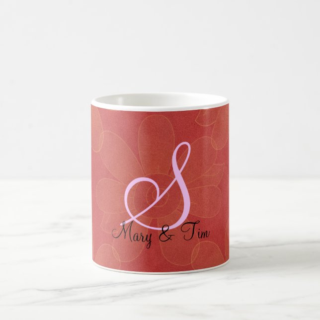 Splendor Floral Rouge - Monogramme : Mugs de café (Centre)
