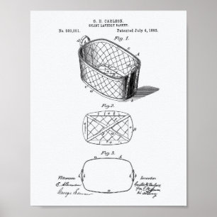 Splint Laundry Basket 1893 Patent Art White Paper Poster