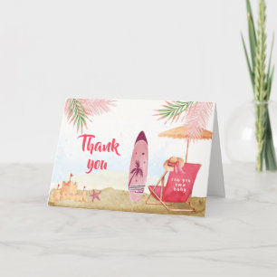 Splish Splash Aloha Surfboard Beach Baby Shower  Thank You Card