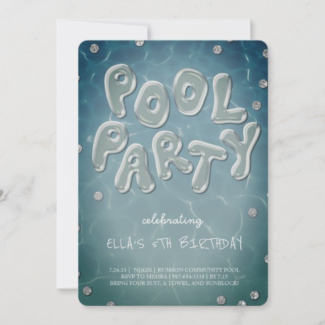 Splish Splash Anniversaire Bassin Pool Invitation (Devant)