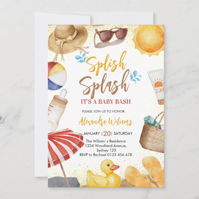  Splish Splash Baby Bash Baby Shower Invitation (Front)